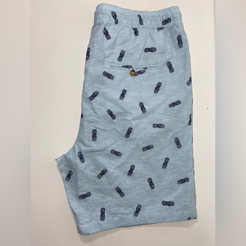 Tenth + Ocean Shorts Mens Size 2xl Blue Washable Linen Pull On New